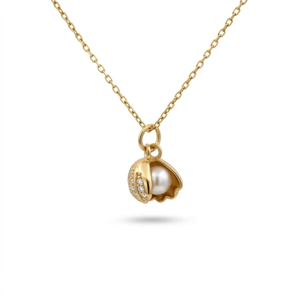 Zlatý prívesok mušľa s perlou OPV-66